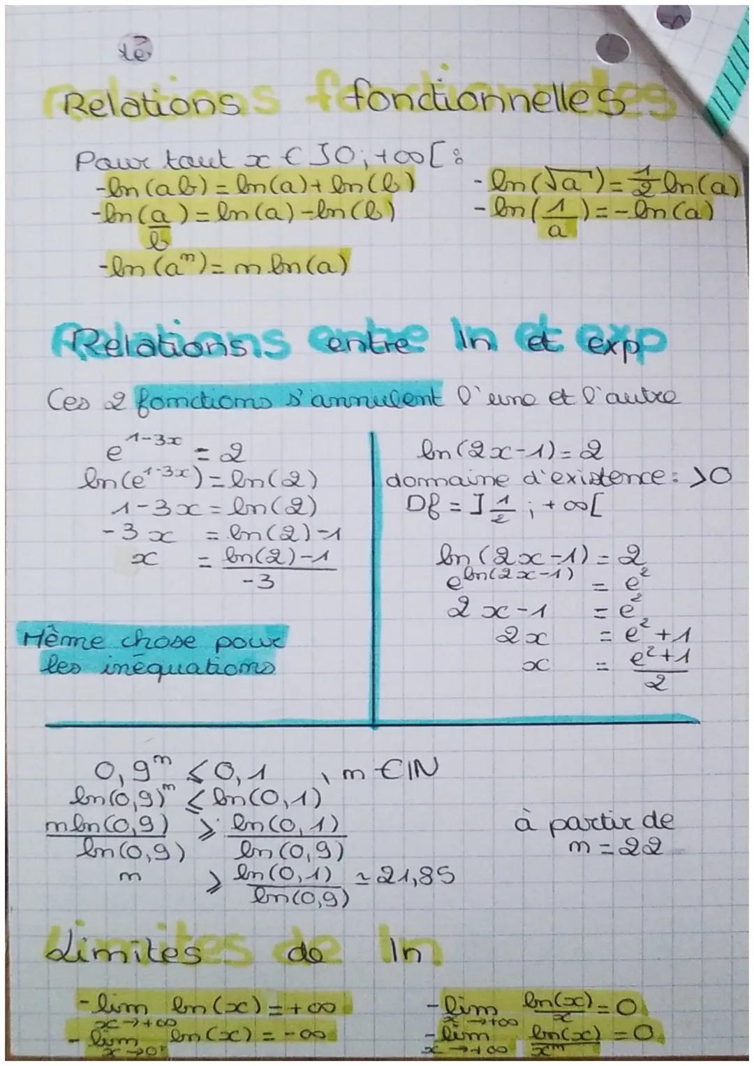 de logariifmene
mepérienn
Fomation en fomition reciproque de exp
définie sur IR, strictement croissante
Rableau de variations
х
1
T&
sigme
b