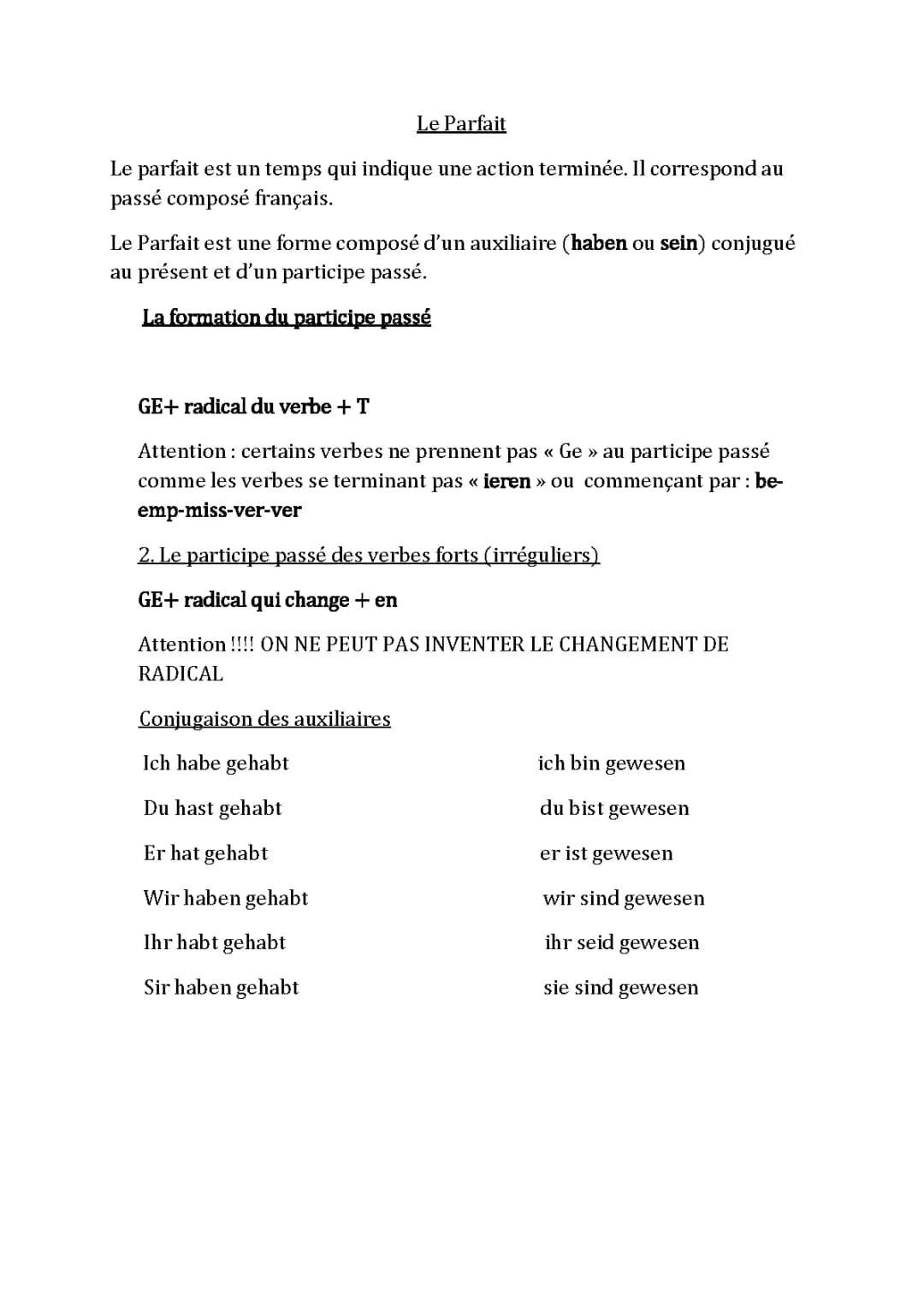 Participe Passé en Allemand: Liste et Exercices für Dich!