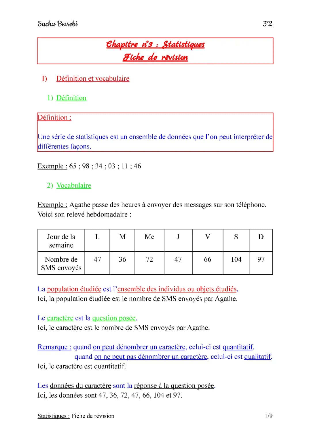 Statistiques 3ème - Cours et Exercices Corrigés PDF