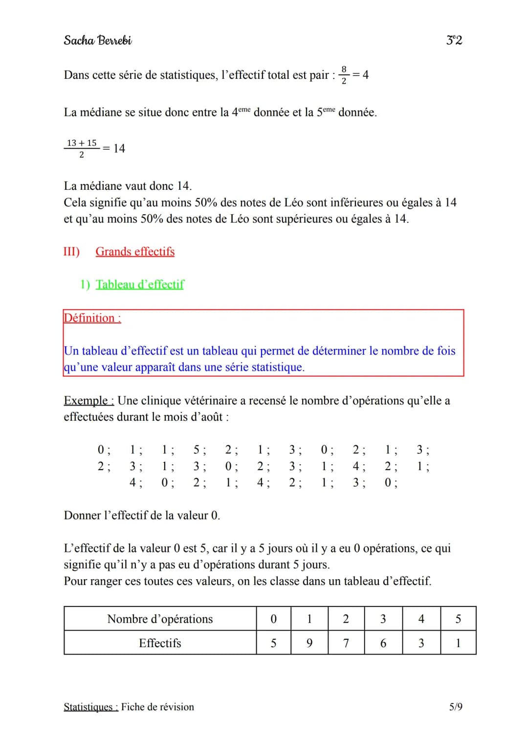 Sacha Berrebi
I) Définition et vocabulaire
1) Définition
Définition:
Une série de statistiques est un ensemble de données que l'on peut inte