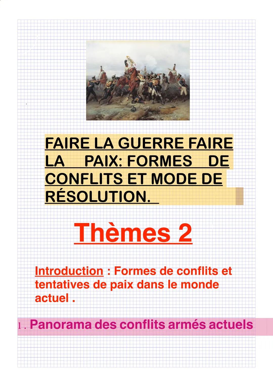 Fiche révision faire la guerre faire la paix 