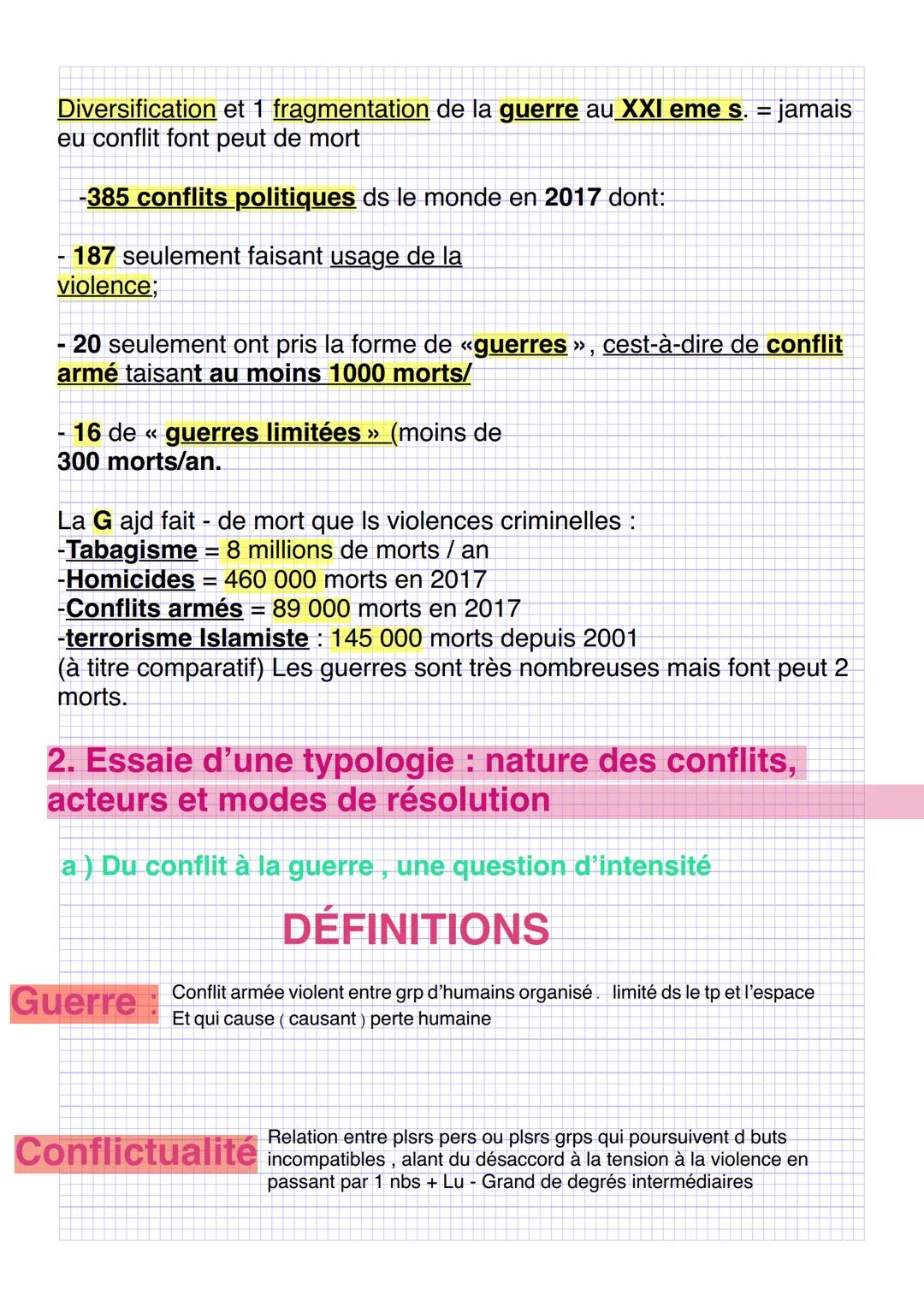 FAIRE LA GUERRE FAIRE
LA PAIX: FORMES DE
CONFLITS ET MODE DE
RÉSOLUTION.
Thèmes 2
Introduction : Formes de conflits et
tentatives de paix da