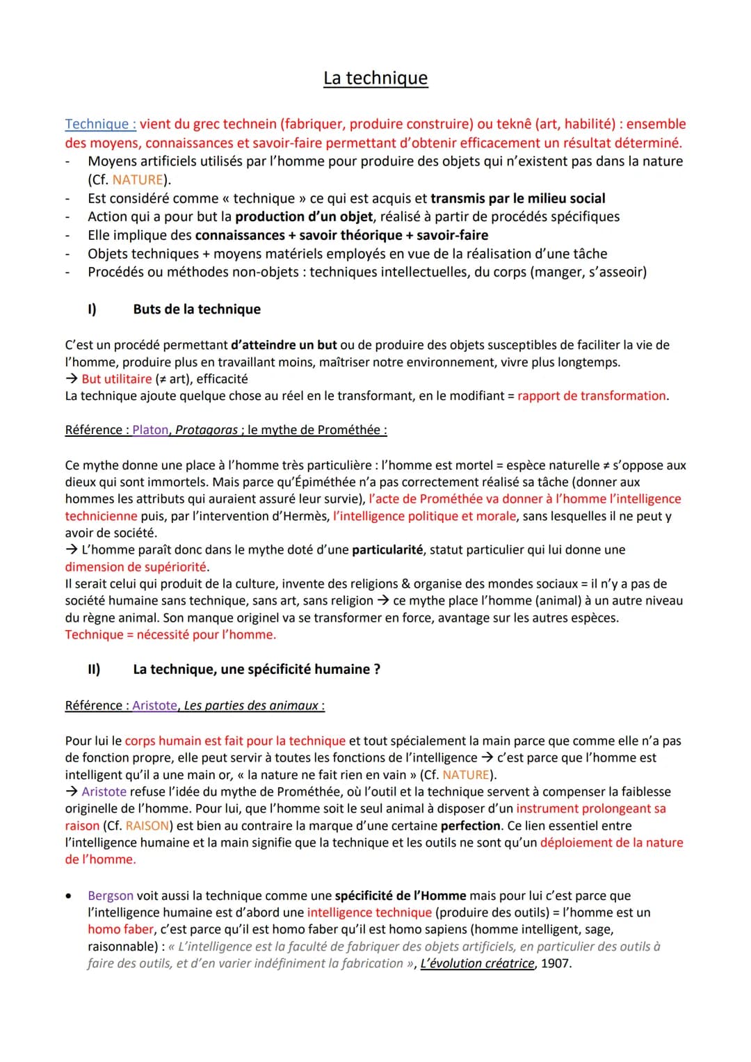 La technique
Technique: vient du grec technein (fabriquer, produire construire) ou teknê (art, habilité): ensemble
des moyens, connaissances