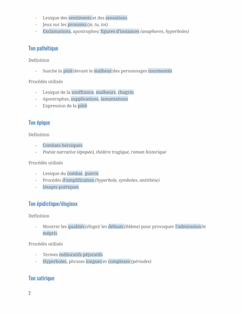Ton comique
Definition
Procédés utilisés
Provoquer le rire, situations/comportements/paroles inattendus
Tonalité absurde
Ton tragique
Langag