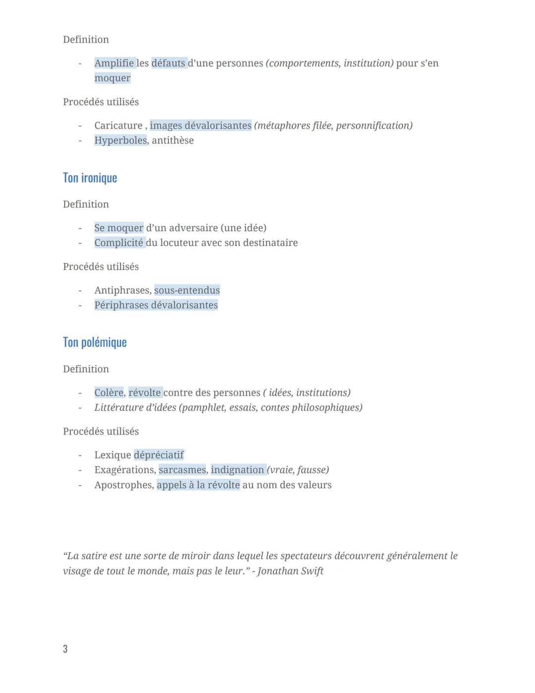 Ton comique
Definition
Procédés utilisés
Provoquer le rire, situations/comportements/paroles inattendus
Tonalité absurde
Ton tragique
Langag