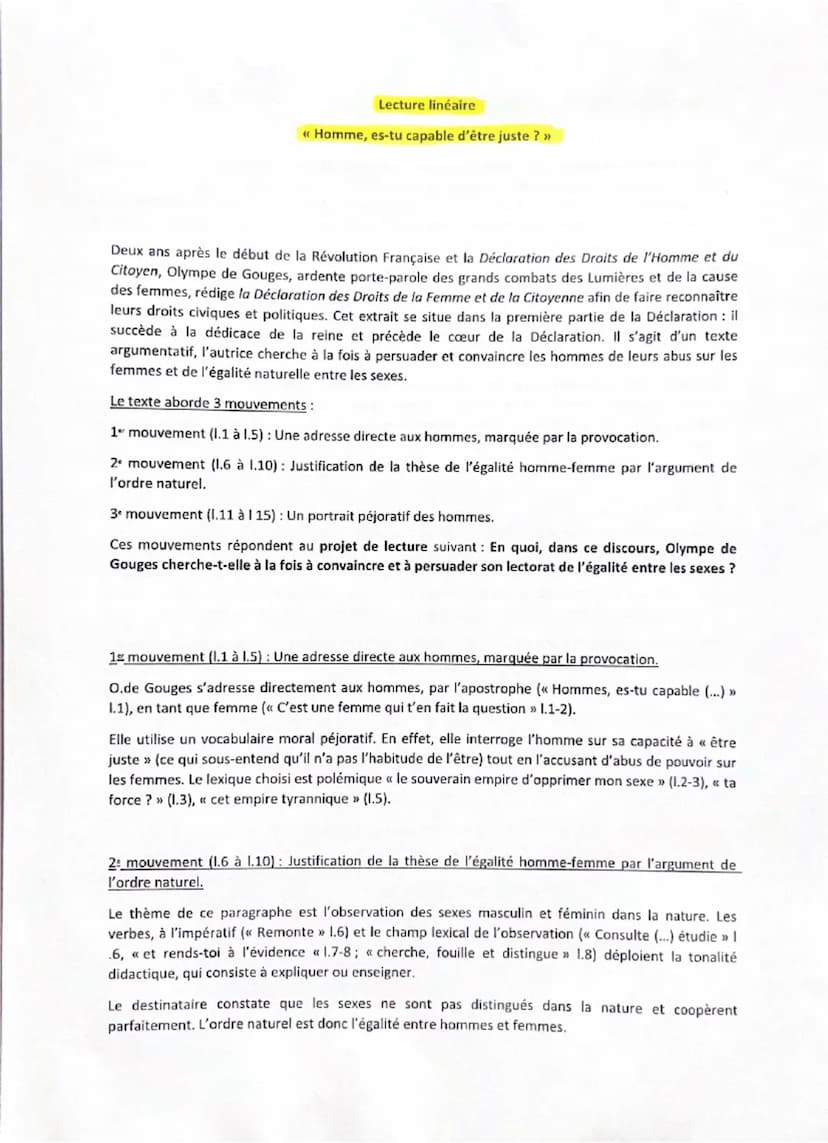 DÉCLARATION DES DROITS DE LA FEMME ET DE LA CITOYENNE
* HOMME, ES-TU CAPABLE D'ÊTRE JUSTE ?
Homme, es-tu capable d'être juste ? C'est une fe