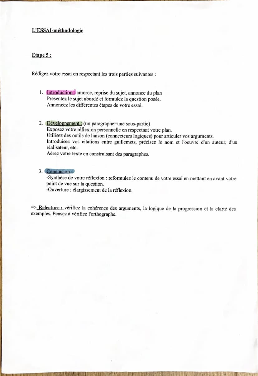 --- OCR Start ---
Méthodes du Bac écrit-L'essai
Définition:
Le sujet de l'essai porte sur le thème ou la question qui donne son unité au par