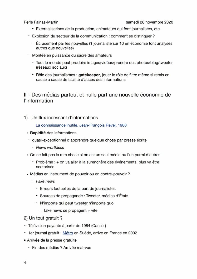 Perle Fainas-Martin
Que seront les médias dans 10ans ?
Introduction : l'éternelle crise des médias
I - Le journalisme : un métier en voie de