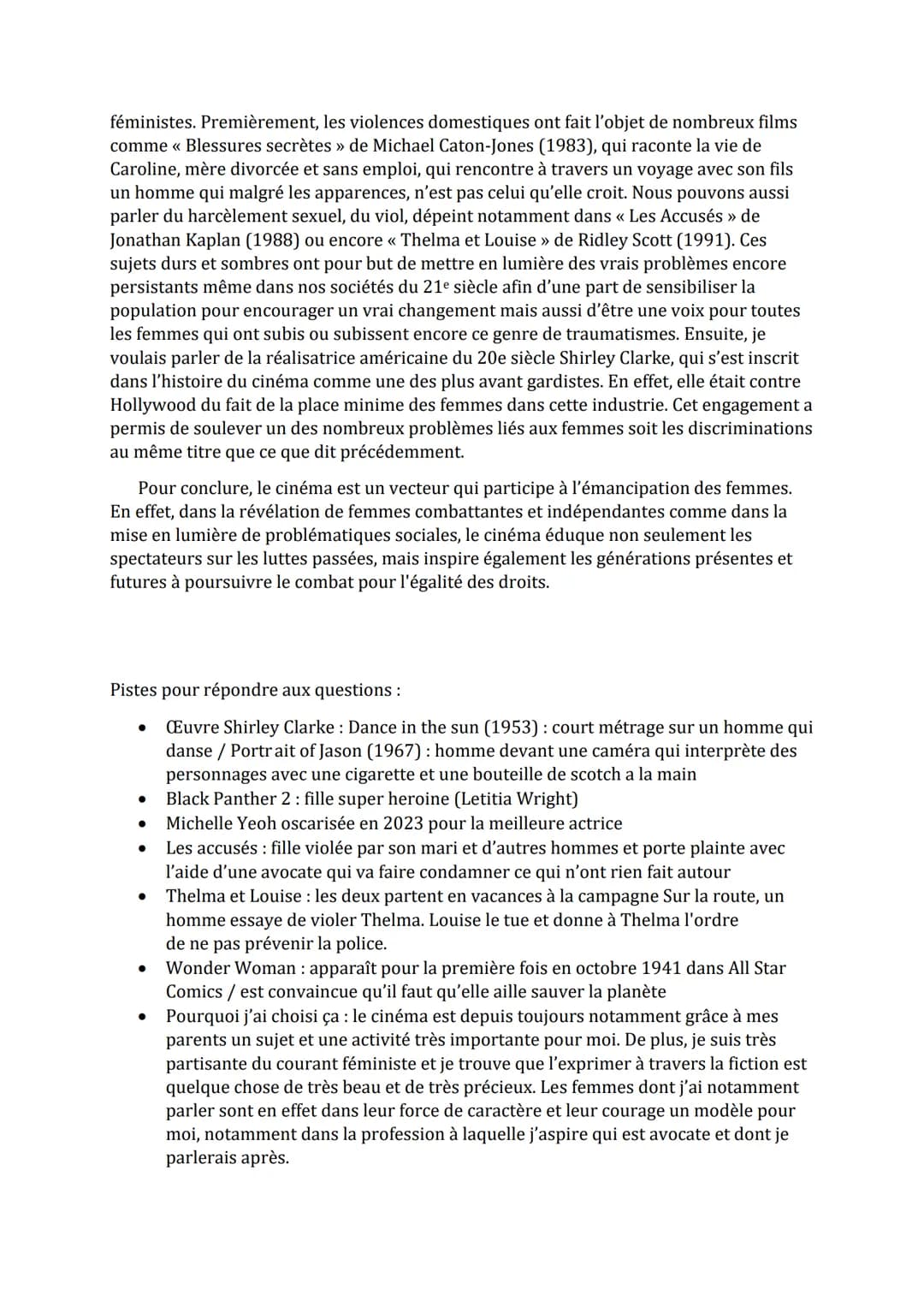 Grand oral llce
Depuis la fin des années 1800 ce qui correspond aux premiers longs métrages, le
cinéma s'impose avec des figures principalem