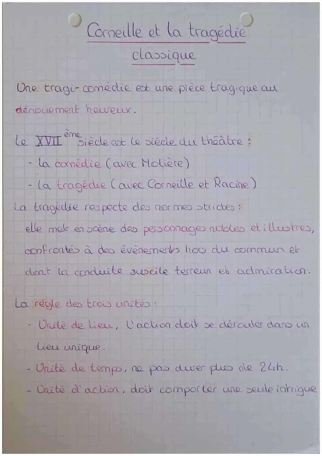Corneille et la tragédie classique + vocabulaire du théâtre