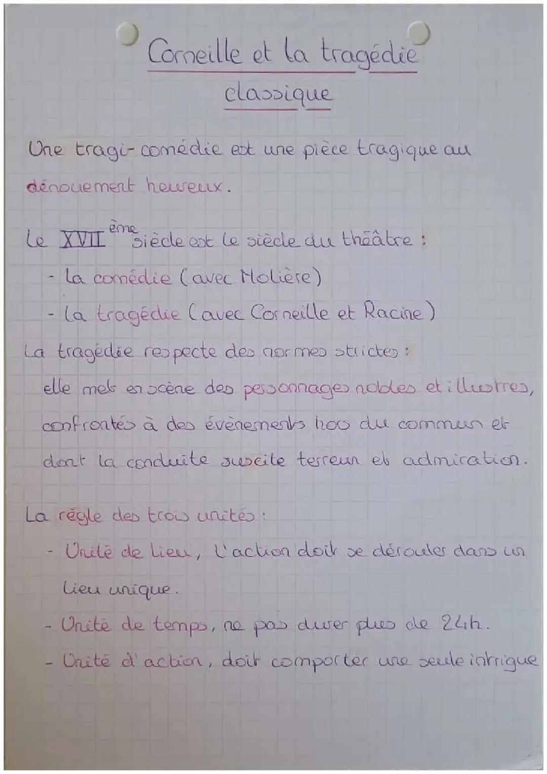 Corneille et la tragédie classique + vocabulaire du théâtre