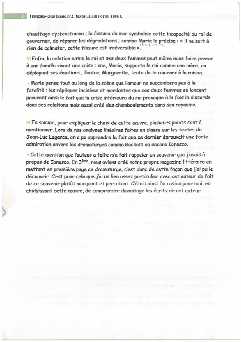 ▸
Français-Oral blanc n°2 (texte), Julie Postel 1ère C
- Français : Oral blanc 2 -
Texte de l'oral blanc sur Le Roi se meurt de Ionesco:
Eug