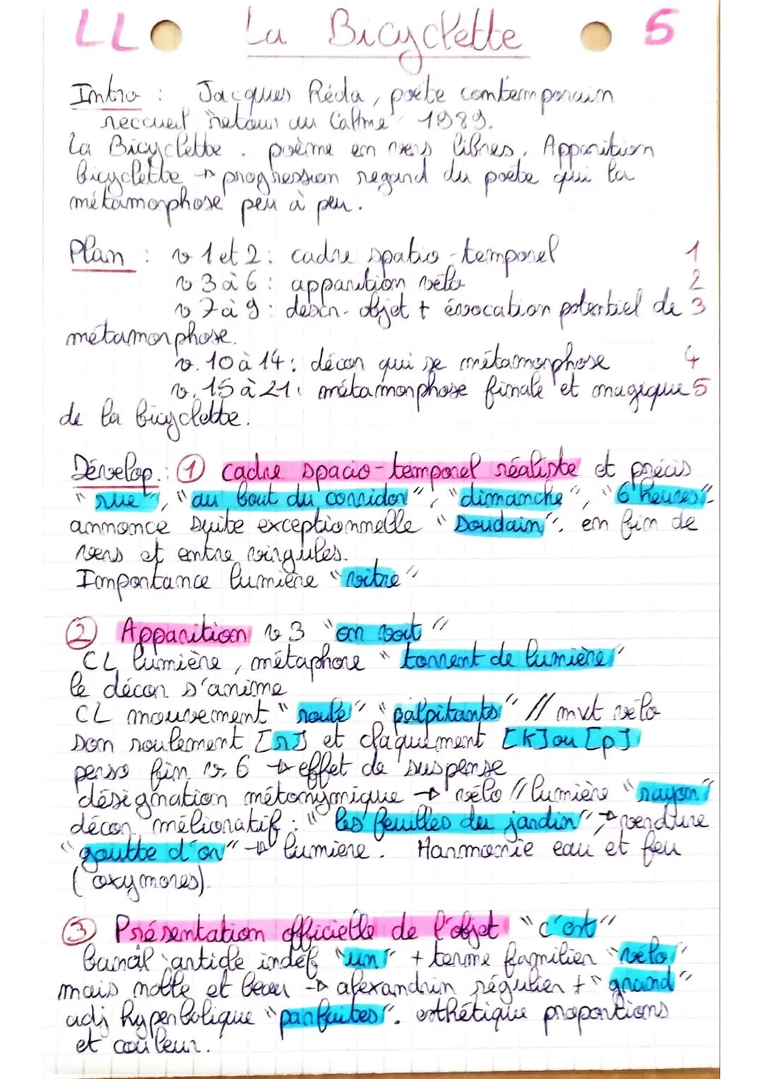 LLO
Intro: Jacques Réda, poéte contemporain
reccuel relows in Cattme 1989.
La Bicyclette
bicyclette
métamorphose peu à peu.
poème em mers li