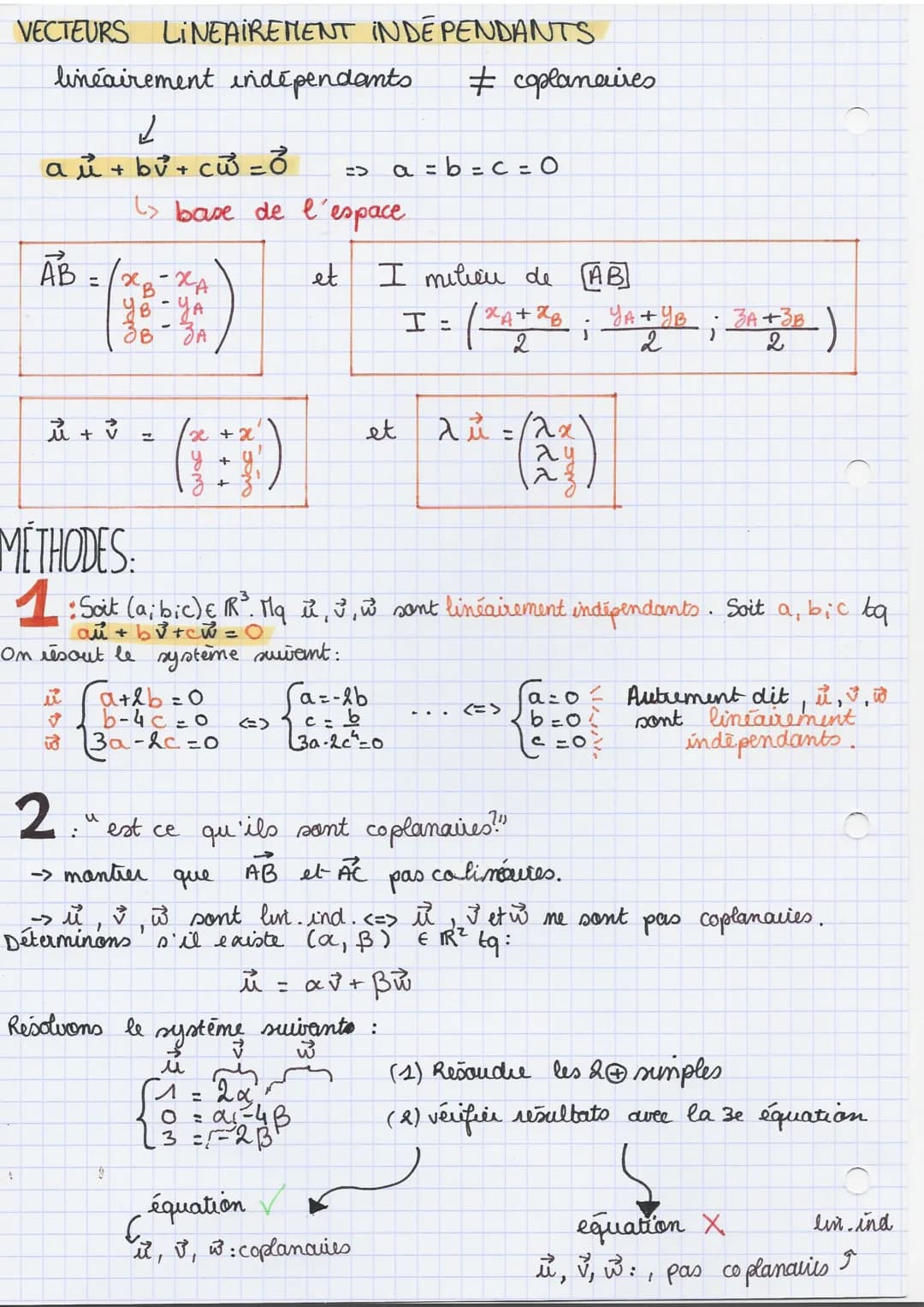 MATHS
Séquence 2: Vecteurs, droites et plans de l'espace
CHASLES
AB + BC = AC
k (ku) = kk'u
"RAPPELS
VECTEURS COLINÉAIRES:
AB= 2DC alors (AC