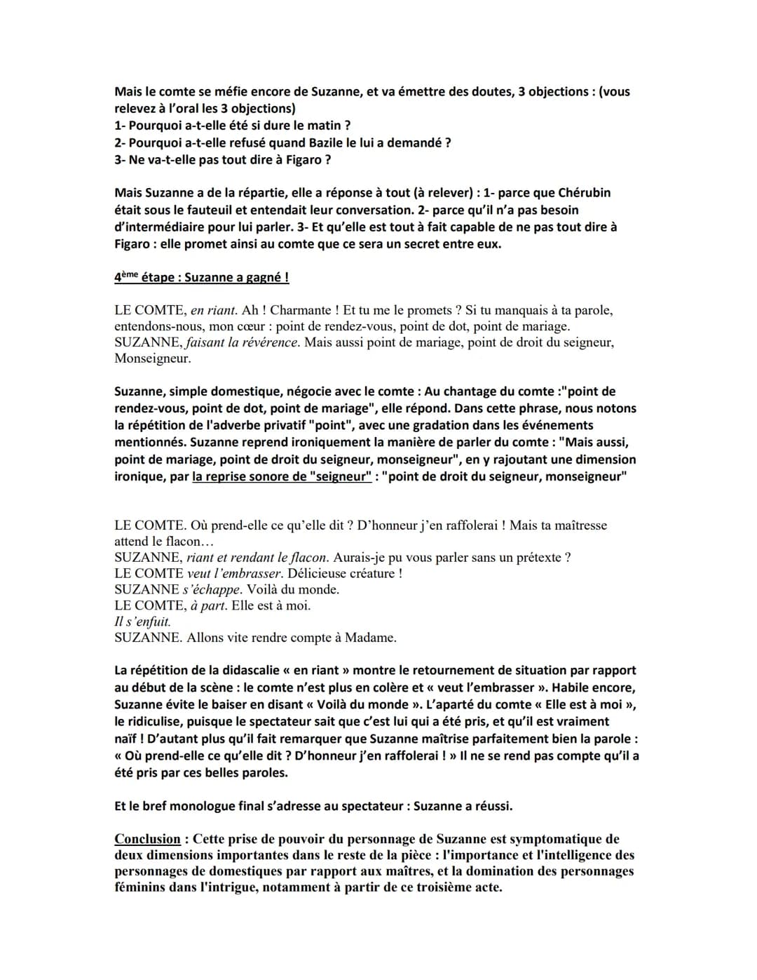 Le Mariage de Figaro, acte III, scène 9
Suzanne, Figaro et la comtesse se sont mis d'accord pour tromper le Comte et l'obliger à
renoncer au