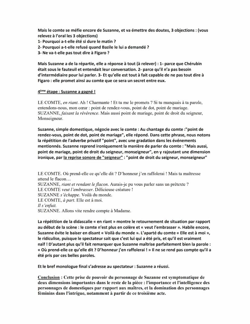 Le Mariage de Figaro, acte III, scène 9
Suzanne, Figaro et la comtesse se sont mis d'accord pour tromper le Comte et l'obliger à
renoncer au
