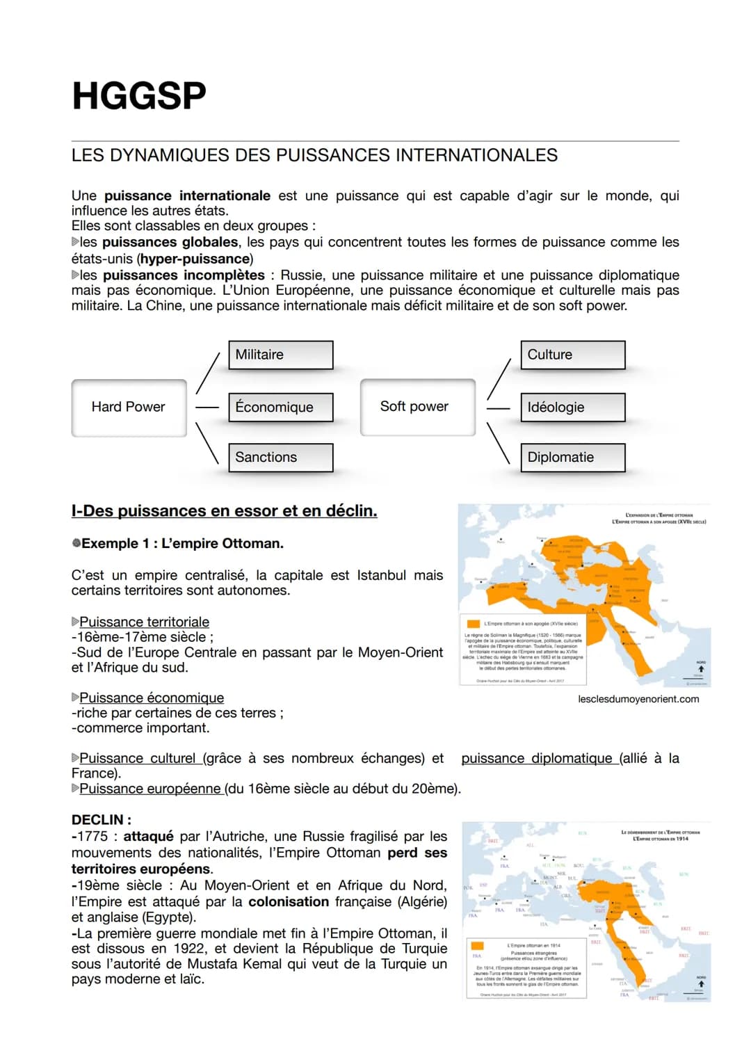 HGGSP
LES DYNAMIQUES DES PUISSANCES INTERNATIONALES
Une puissance internationale est une puissance qui est capable d'agir sur le monde, qui
