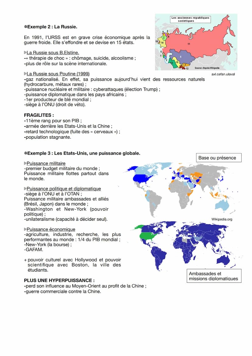 HGGSP
LES DYNAMIQUES DES PUISSANCES INTERNATIONALES
Une puissance internationale est une puissance qui est capable d'agir sur le monde, qui

