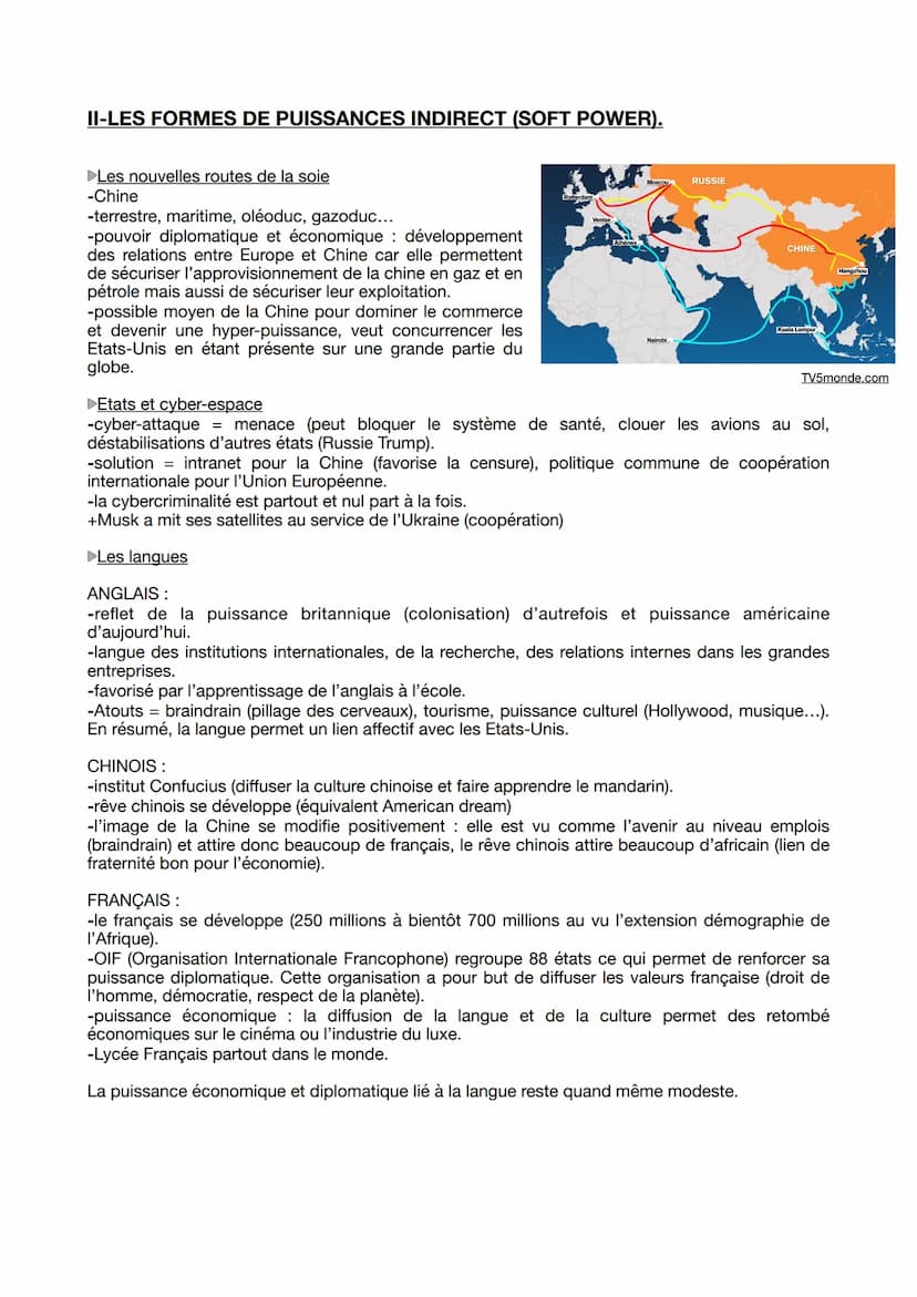 HGGSP
LES DYNAMIQUES DES PUISSANCES INTERNATIONALES
Une puissance internationale est une puissance qui est capable d'agir sur le monde, qui
