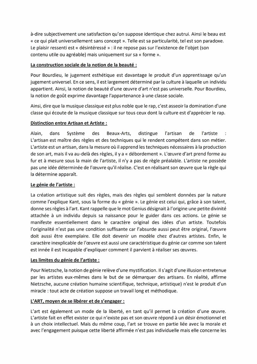 CHAPITRE 7 : L'ART
SENS DU MOT :
Le mot « art » a la même étymologie que le mot « technique » : technê, en grec, qui donne
ars en latin.
L'a