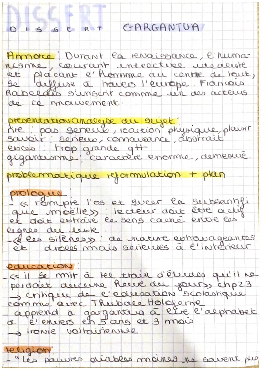 DISSERT
GARGANTUA
Amore Durant la renaissance, l'huma
nisme courant intrectuel idealiste
et placant e' homme all centre de tout,
diffuse a h