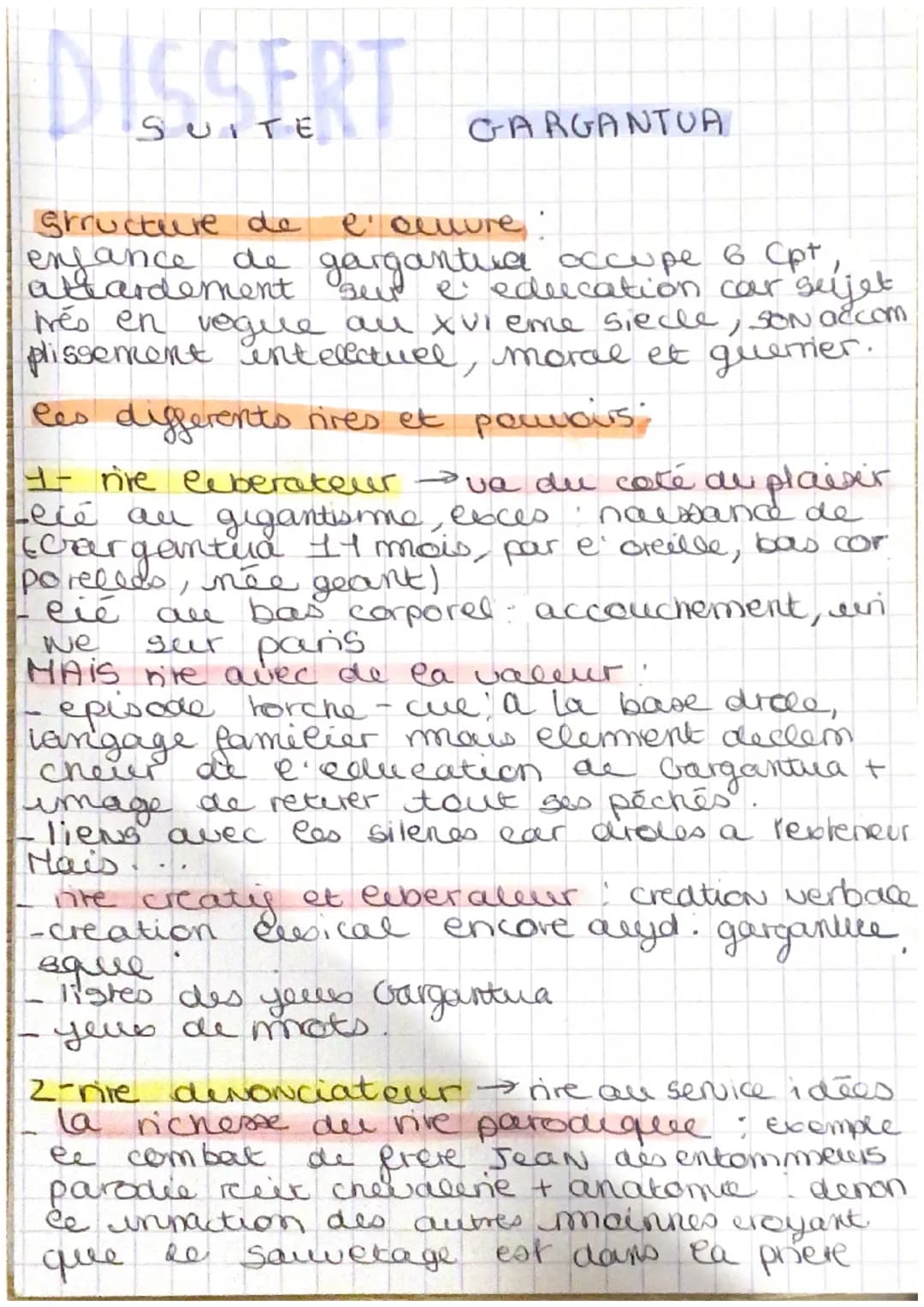 DISSERT
GARGANTUA
Amore Durant la renaissance, l'huma
nisme courant intrectuel idealiste
et placant e' homme all centre de tout,
diffuse a h