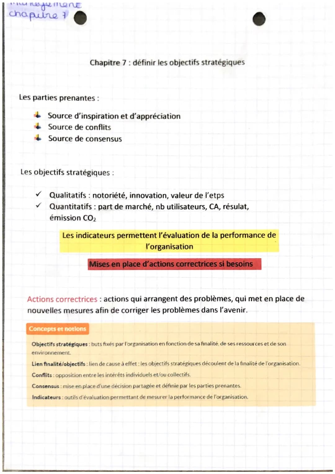 negement
chapitre 7
Chapitre 7: définir les objectifs stratégiques
Les parties prenantes:
Source d'inspiration et d'appréciation
Source de c