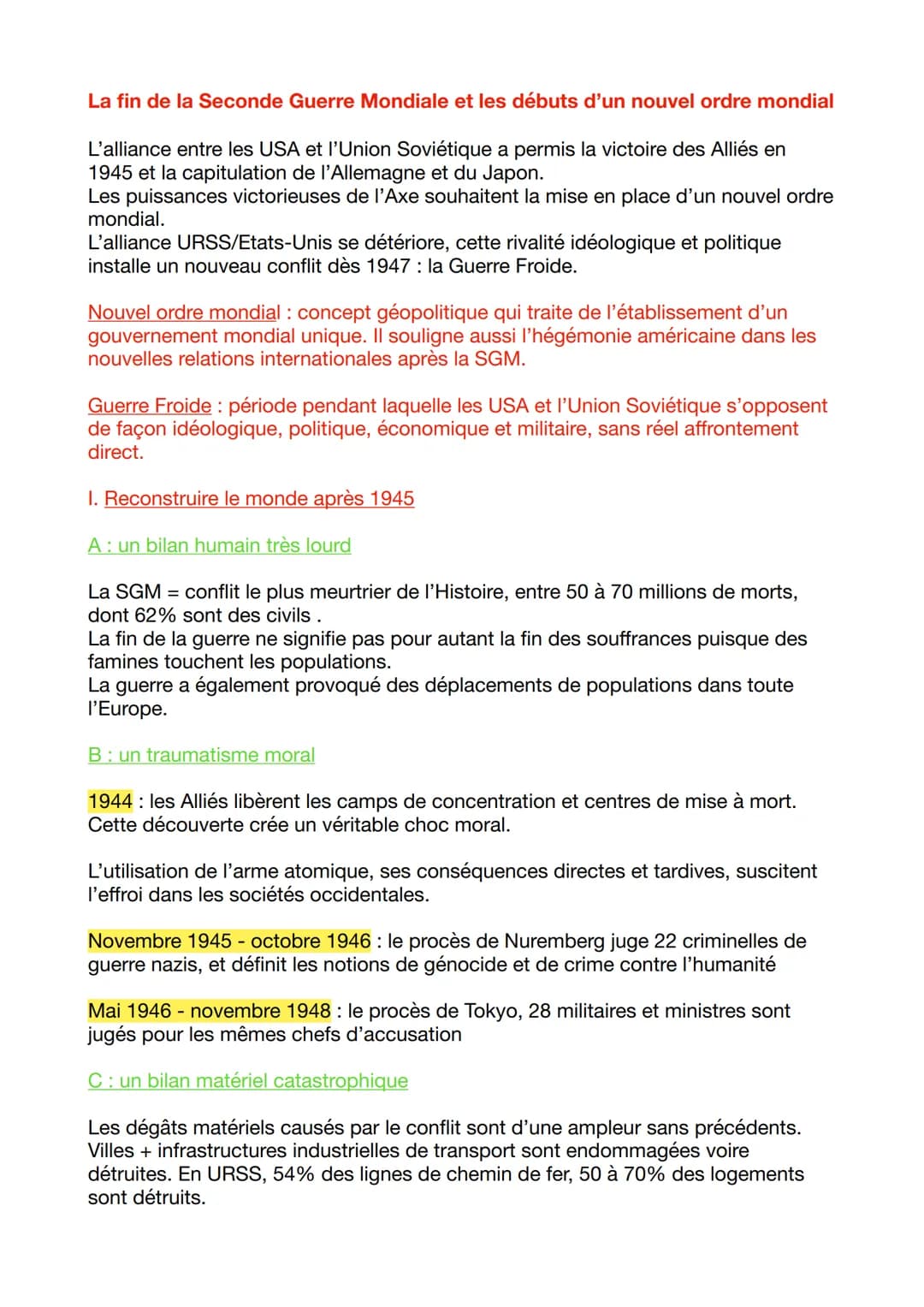 La fin de la Seconde Guerre Mondiale et les débuts d'un nouvel ordre mondial
L'alliance entre les USA et l'Union Soviétique a permis la vict