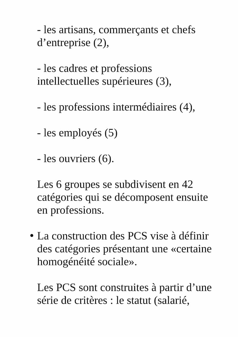 Les critères de construction
des Professions et Catégories
Socioprofessionnelles (PCS)
●
• Le code des Professions et catégories
socioprofes