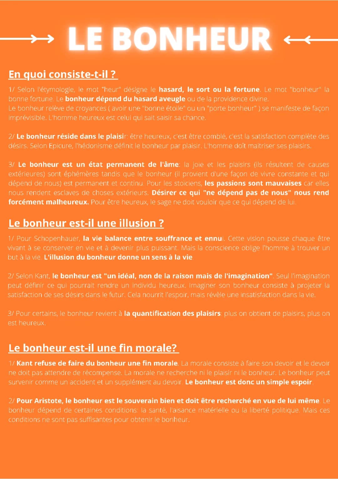 Le bonheur - Philosophie