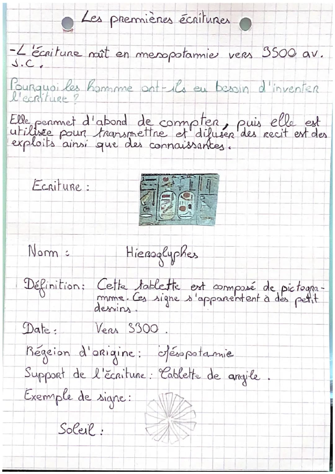 Les premières écritures
-L'écriture naît en mesopotamie vers 3500 av.
S.C.
Pourquoi les homme ant-ils eu besoin d'inventer
l'ecriture ?
Elle