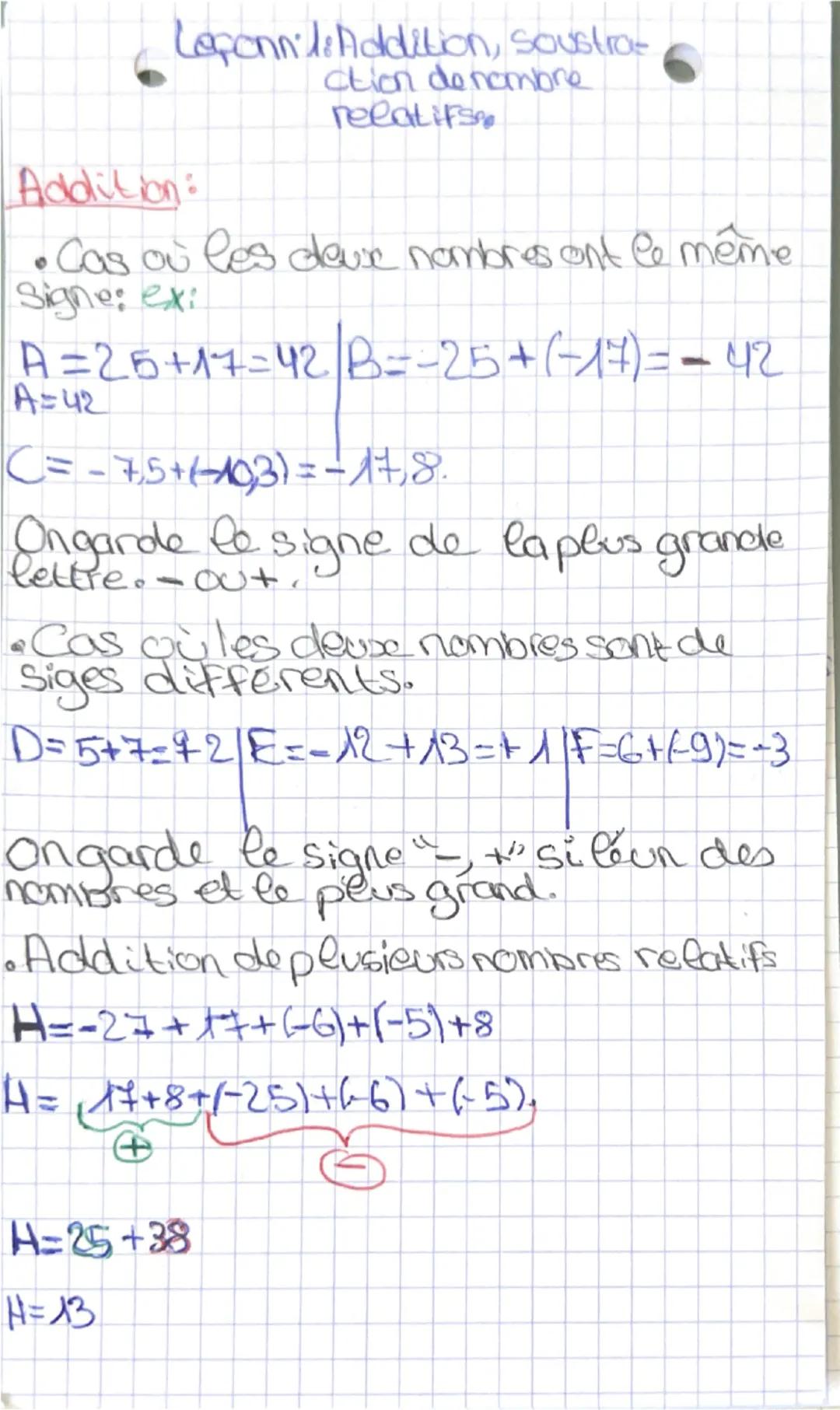 Apprendre les additions et soustractions de nombres relatifs facilement