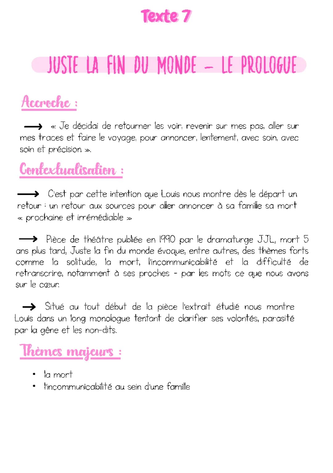 Juste la fin du monde - Analyse du prologue