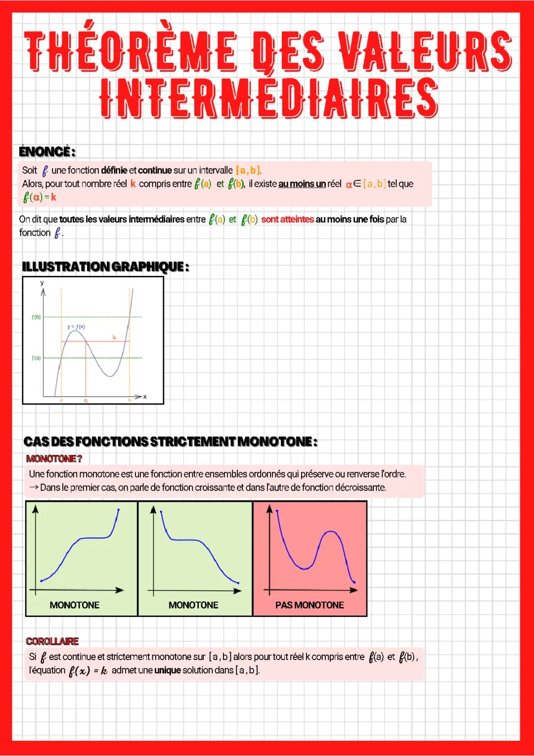 Théorème des Valeurs Intermédiaires PDF - Entraîne-toi avec des Exercices Corrigés
