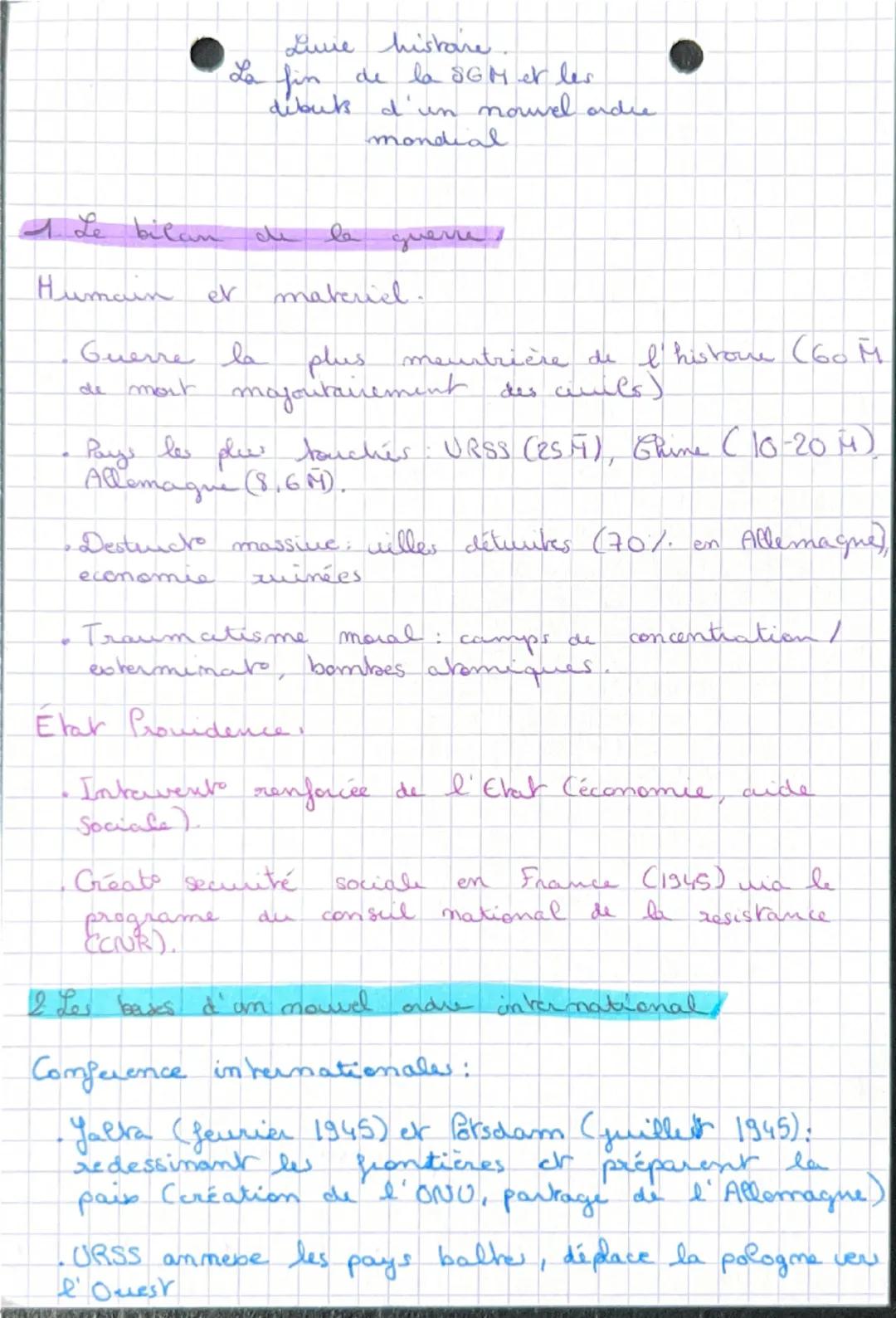 Luve histore.
La fin de la SGM et les
debuts d'un nouvel andre
mondial

A Le bilan de la guerres

Humain er materiel.

Guerre la plus meurtr