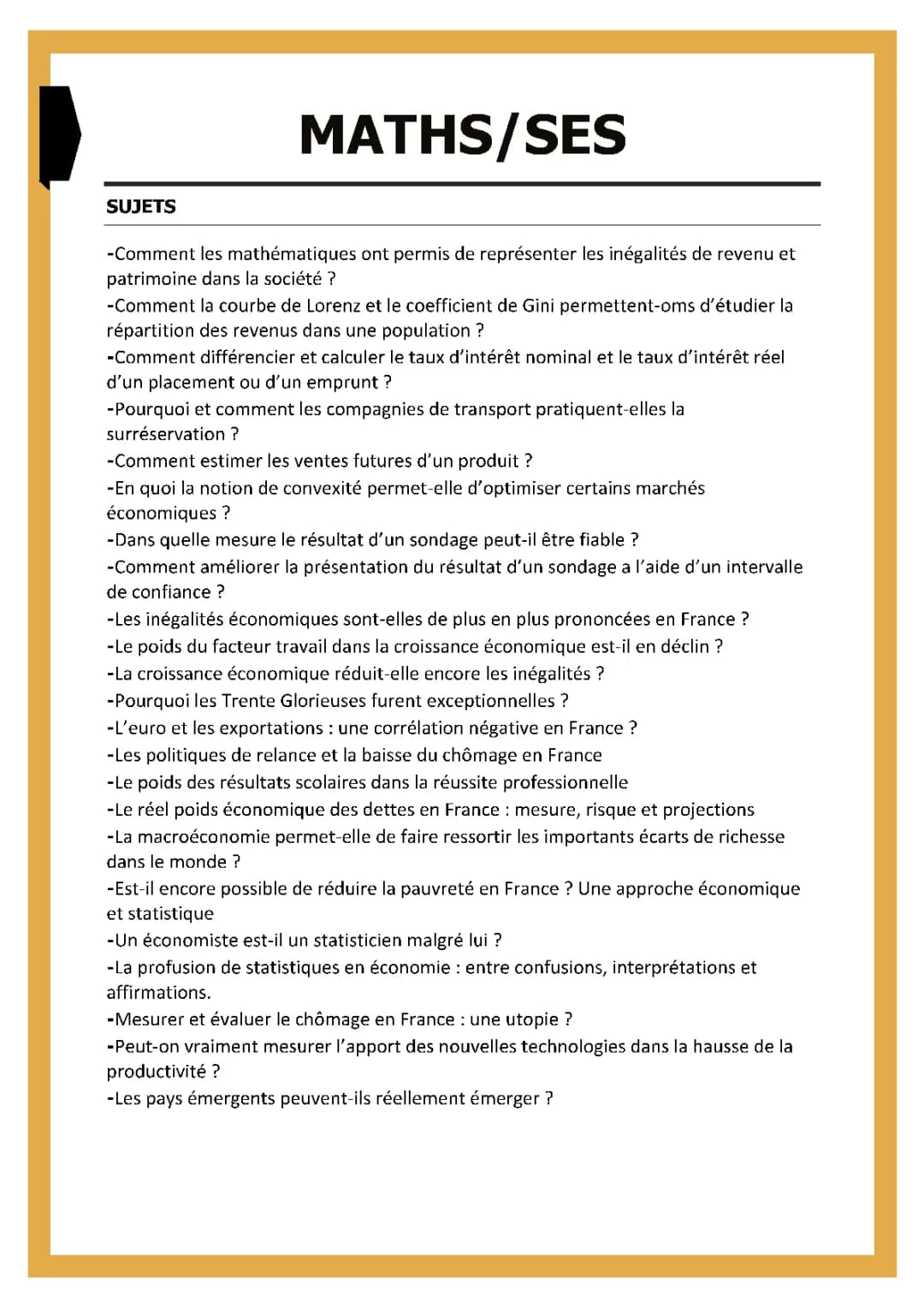 Exercices Corrigés Courbe de Lorenz et Coefficient de Gini + Impact des Nouvelles Technologies - Maths/SES Grand Oral