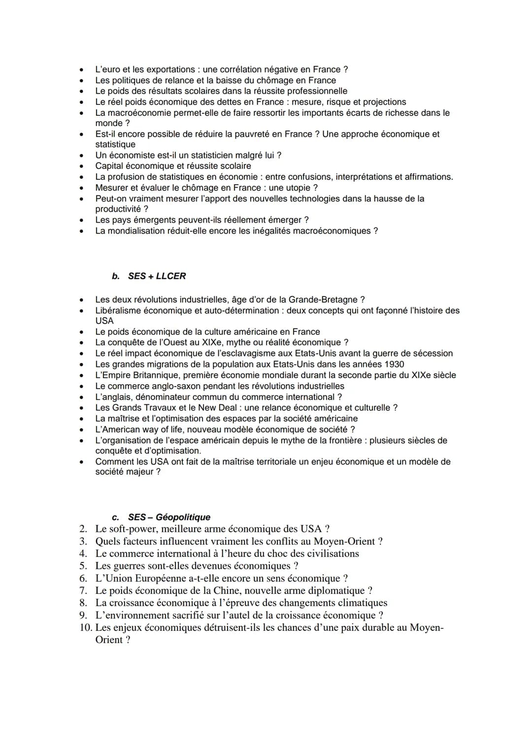 1. Sujet SES
. Peut-on concilier croissance économique et préservation de l'environnement ?
Le PIB: un indicateur dépassé ?
Comment peut-on 