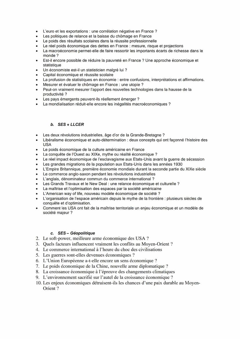 1. Sujet SES
. Peut-on concilier croissance économique et préservation de l'environnement ?
Le PIB: un indicateur dépassé ?
Comment peut-on 