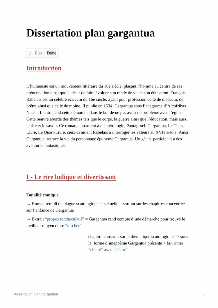 Know Plan de dissertation Gargantua  thumbnail