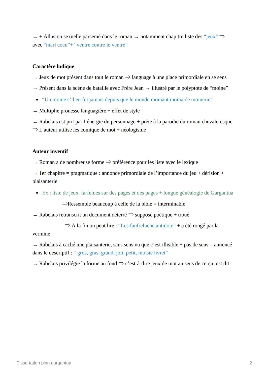 Dissertation plan gargantua
État Done
Introduction
L’humaniste est un mouvement littéraire du 16e siècle, plaçant l’homme au centre de ses
p
