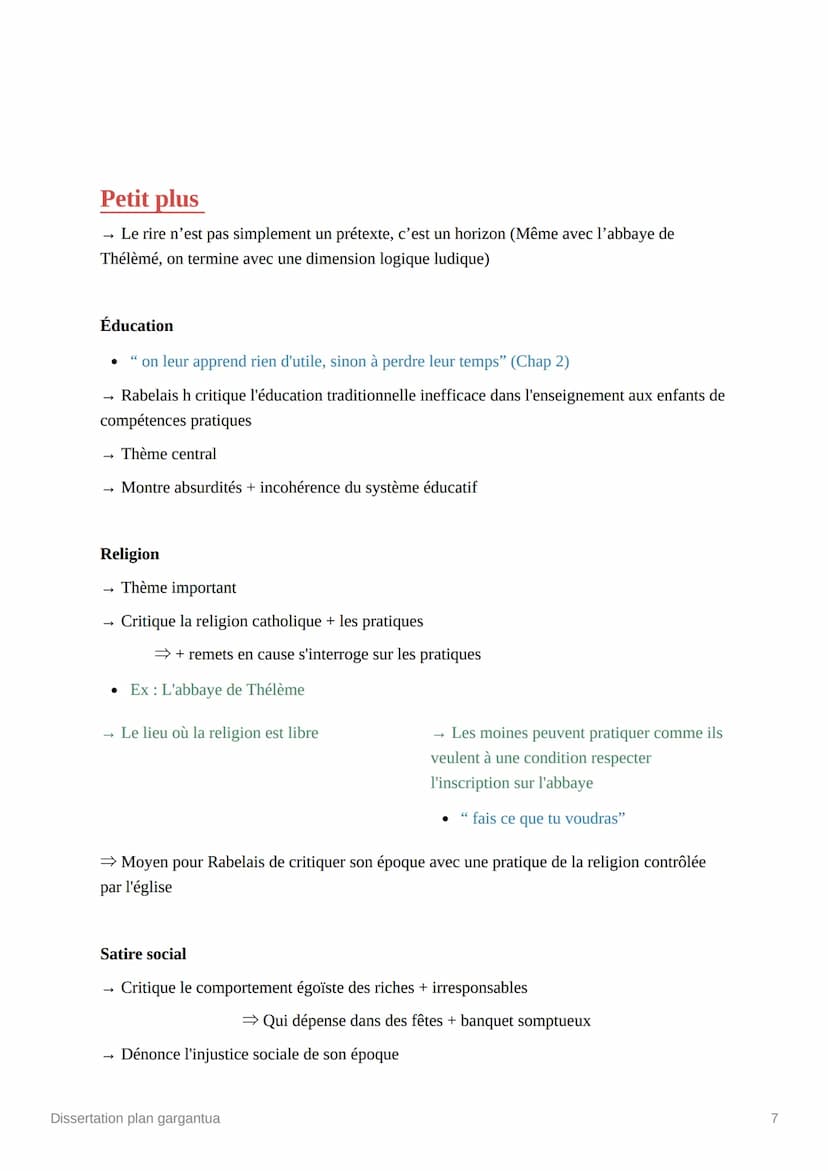 Dissertation plan gargantua
État Done
Introduction
L’humaniste est un mouvement littéraire du 16e siècle, plaçant l’homme au centre de ses
p