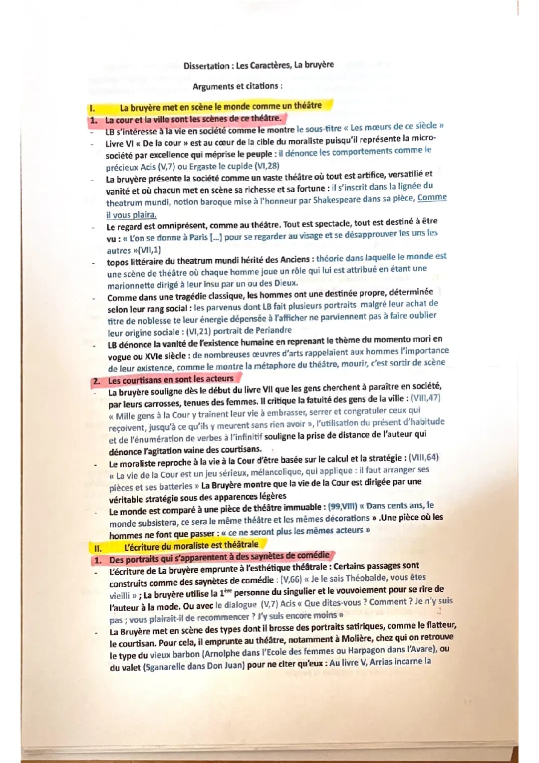 Les Caractères, la Bruyère, fiche dissertation