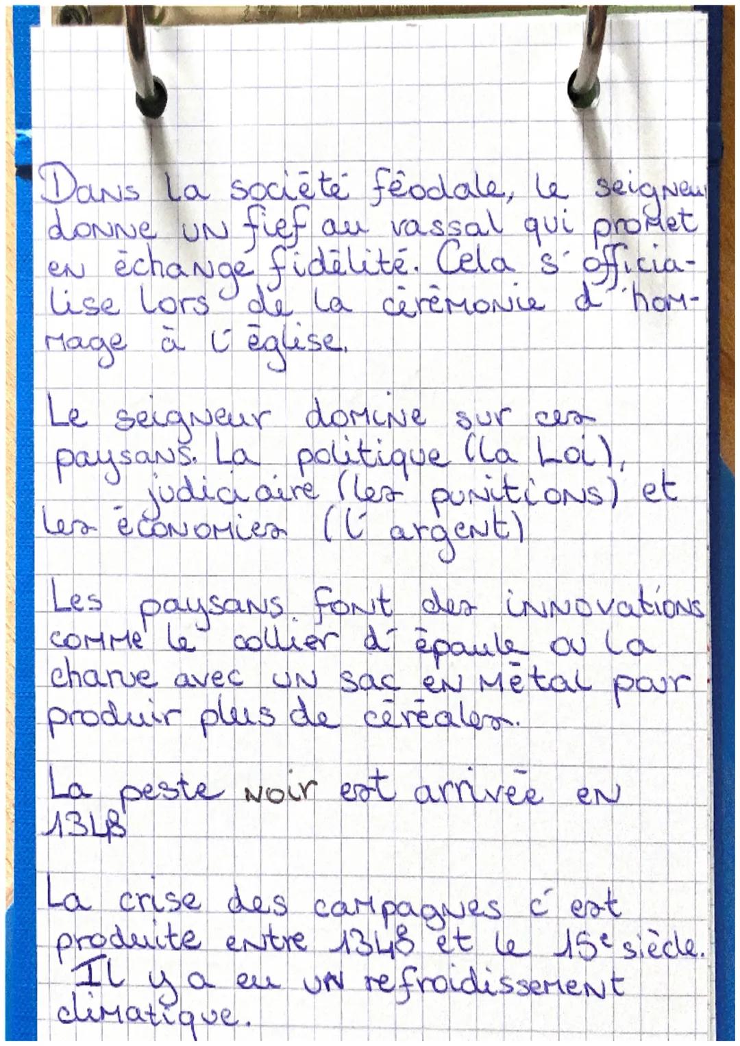 # histoire

Au Moyen-âge, il y a plusieurs
personnages

- Les paysans qui travaillent len
terres dans les tenuren

-- Clergé qui prit et qui