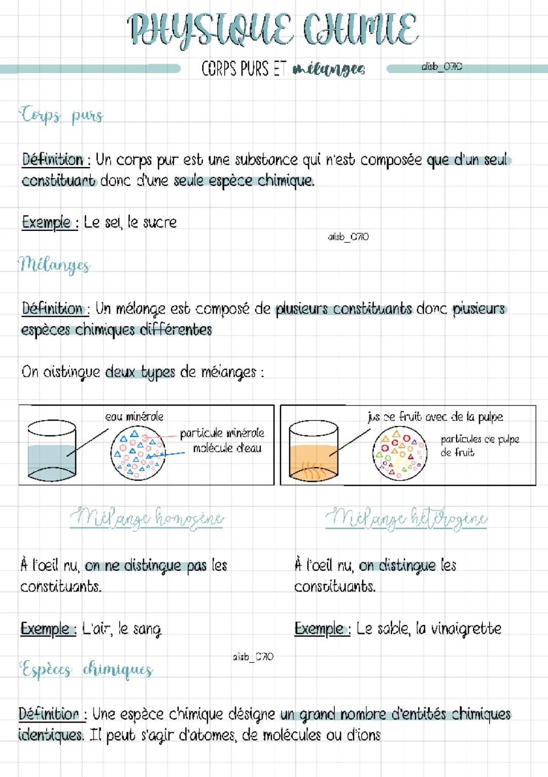 Physique chimie : Corps purs et mélanges