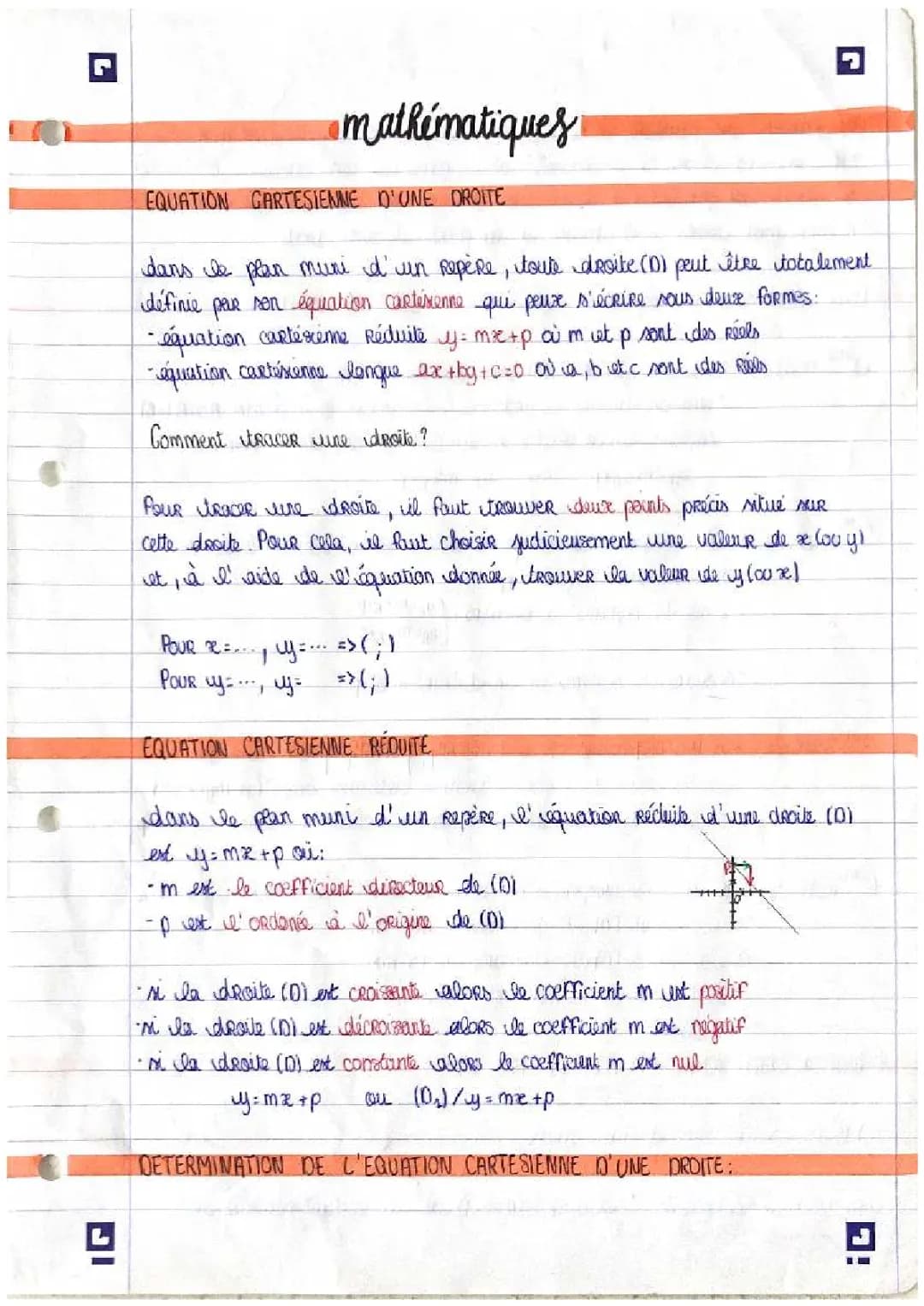 Équations Cartésiennes Faciles: Exercices Corrigés pour Seconde