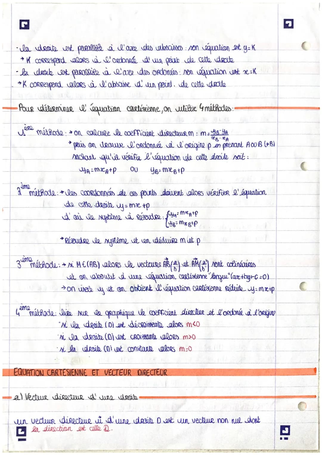 L
º
mathématiques
EQUATION GARTESIENNE D'UNE DROITE
dans le plan muni d'un repère, toute droite (1) peut être totalement
définie par son équ