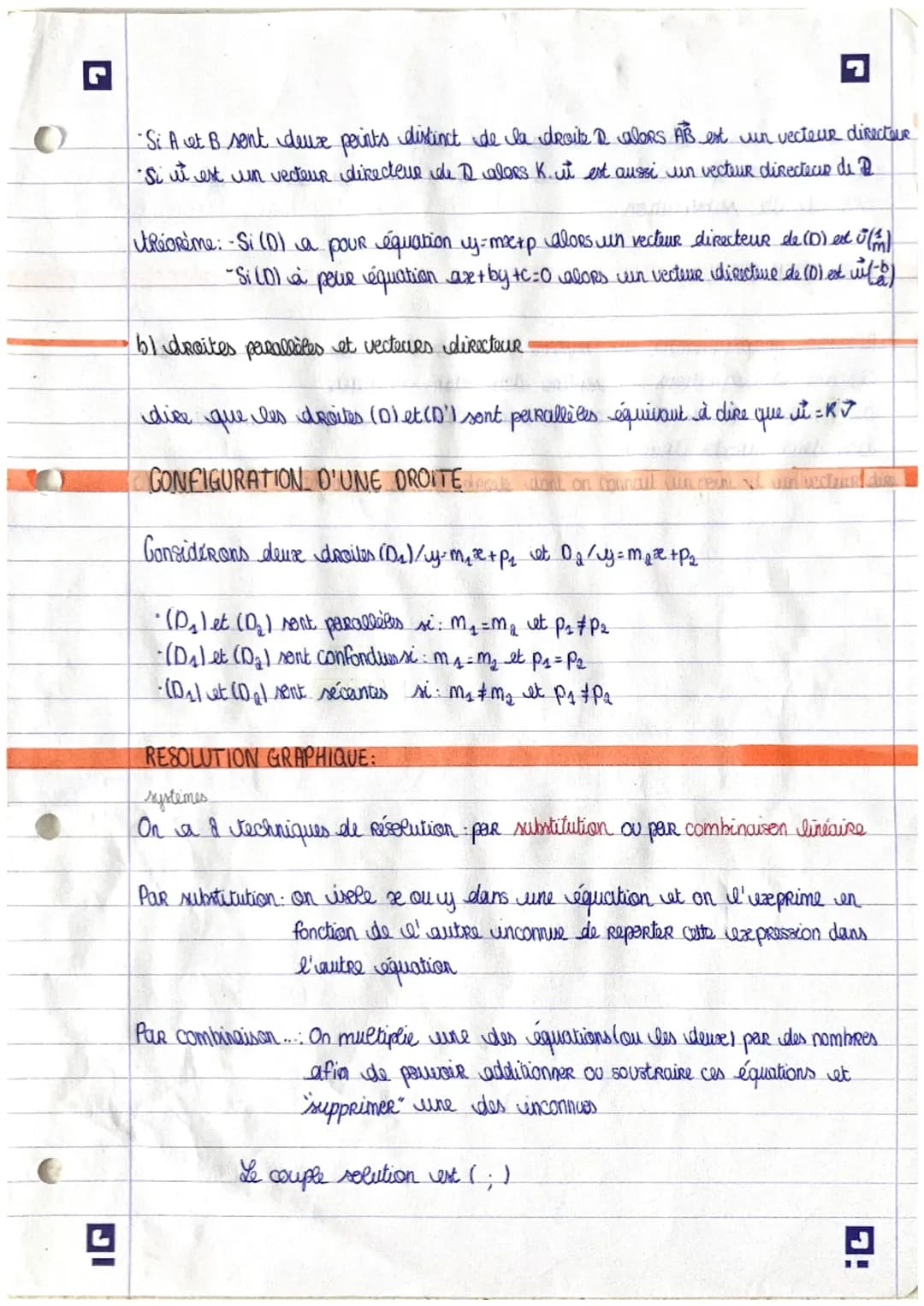 L
º
mathématiques
EQUATION GARTESIENNE D'UNE DROITE
dans le plan muni d'un repère, toute droite (1) peut être totalement
définie par son équ