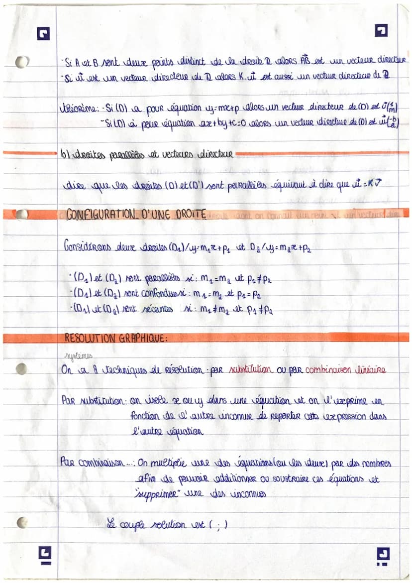 L
º
mathématiques
EQUATION GARTESIENNE D'UNE DROITE
dans le plan muni d'un repère, toute droite (1) peut être totalement
définie par son équ
