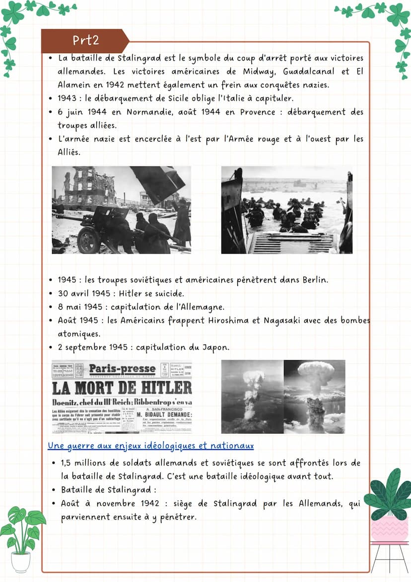 2nd Guerre mondiale
Prt1
Un affrontement aux dimensions planétaires
• L'Axe : composé de l'Allemagne nazie dirigée par Adolf Hitler, Italie
