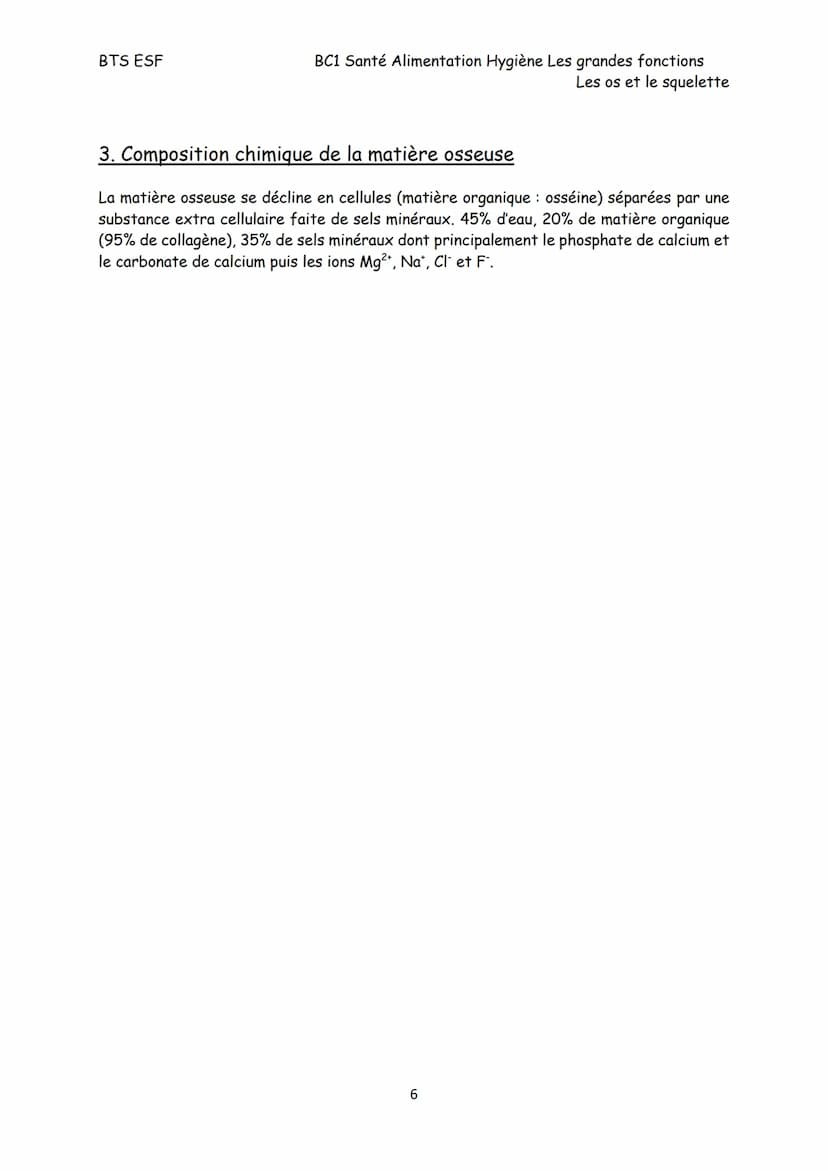 BTS ESF
Les os et le squelette
Structure, croissance et remaniement des os
Le squelette est constitué de 206 os reliés, pour la plupart, par